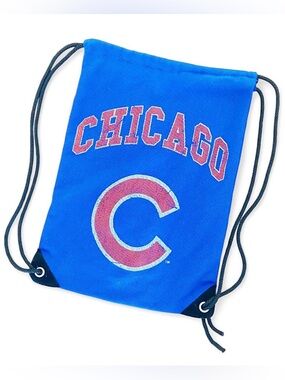 Chicago Cubs MLB Drawstring Backpack Blue Mesh Cinch Sack Baseball Fan Pack